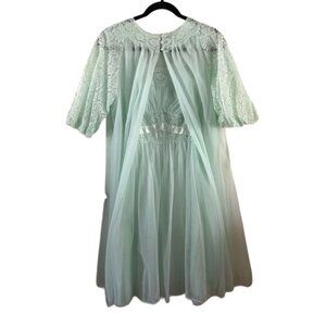 Vanity Fair 1950s Nightgown & Peignoir Robe Set Sz 32 Vintage Tricot Nylon USA